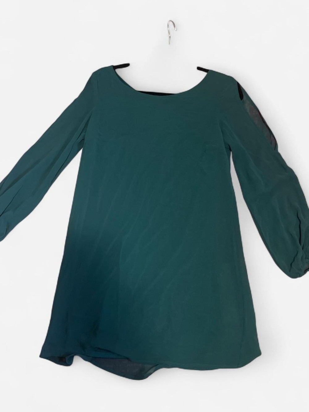 Dark Green Long-Sleeve Shift Dress
